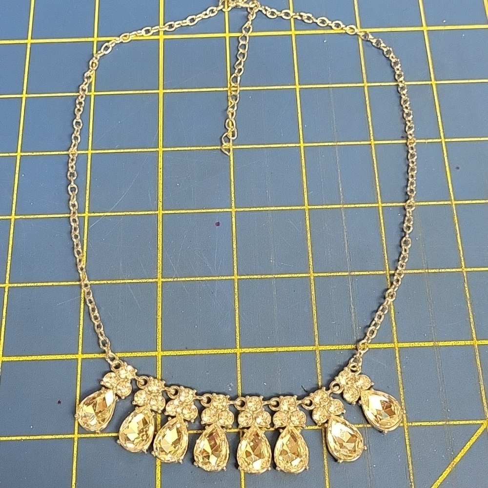Diamond Faux Stones Silver Tone 18" + 3" Extension Necklace